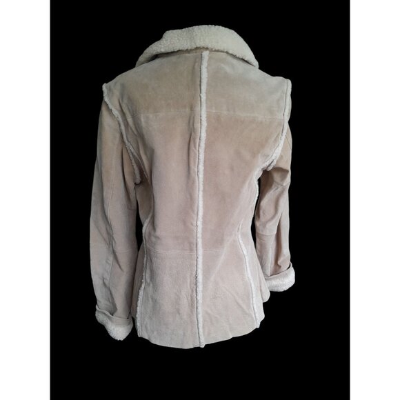 Vtg Womens Boho Western Suede Sherpa Clean Girl Quiet Luxury Sz Small Zip Jacket - Picture 6 of 16